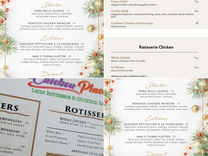 The Chicken Place Latin Rotisserie & Cocktail Bar Menu