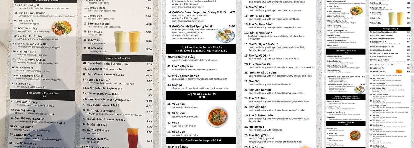 Pho Saigon Menu