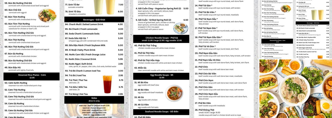 Pho Saigon Menu