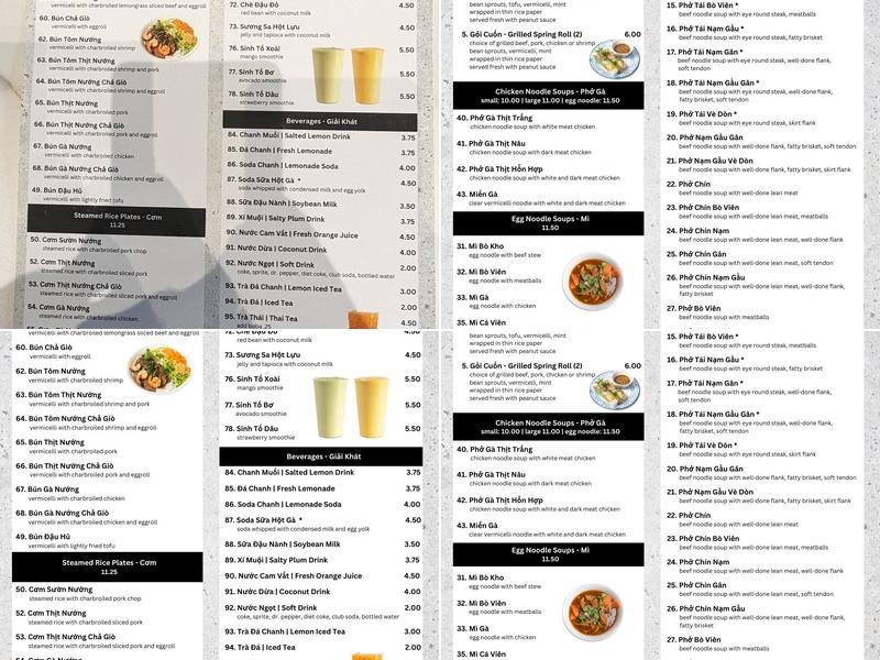 Pho Saigon Menu
