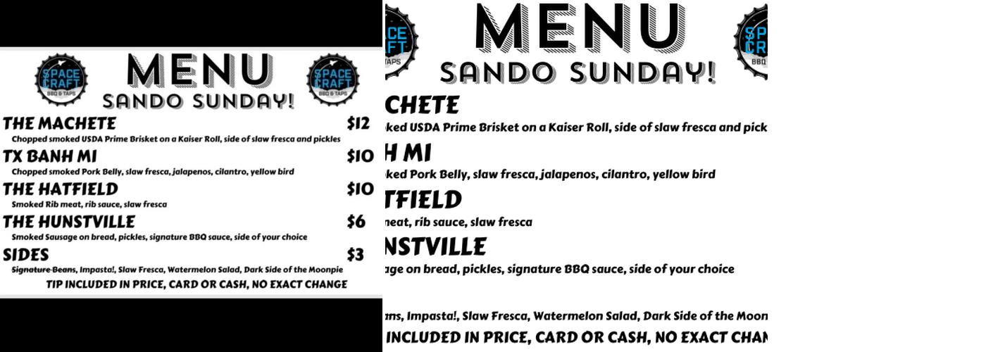 Space Craft BBQ (@ MOTU Space Port) Menu