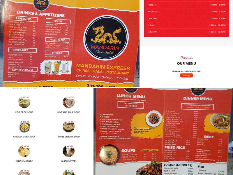 Mandarin Express, Chinese Halal Restaurant Menu