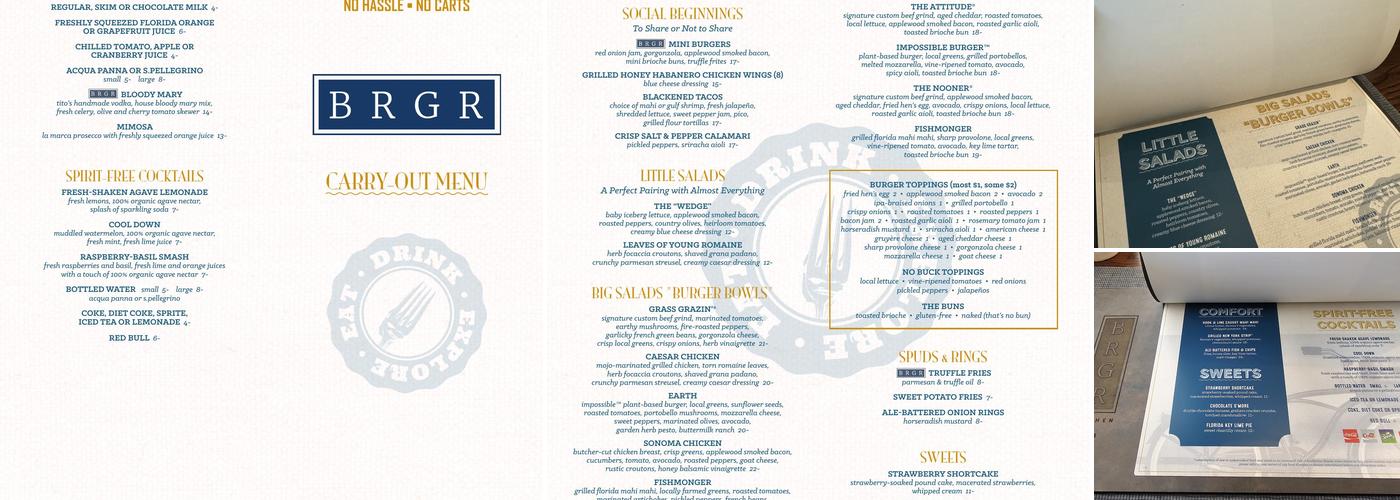 BRGR Kitchen +Bar Menu