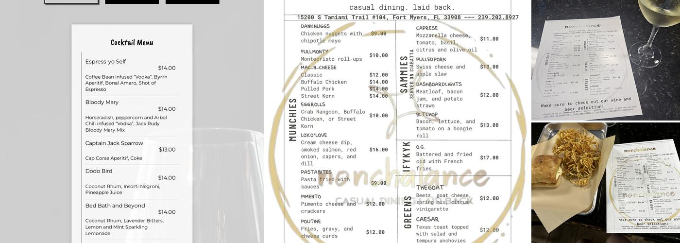 Nonchalance Menu