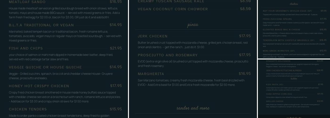 VIOLET Menu