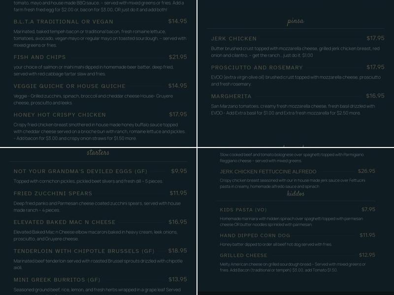 VIOLET Menu