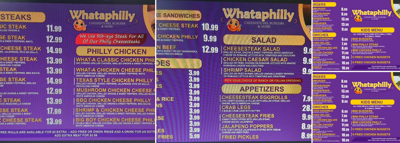 Whataphilly Menu