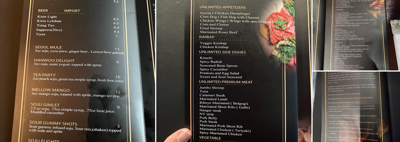 Hanwoo Menu