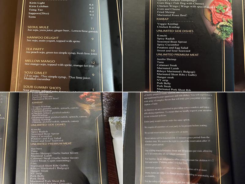 Hanwoo Menu