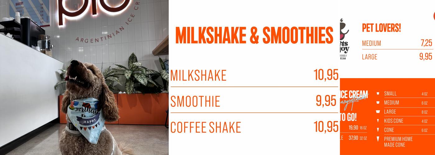PIÙ argentinian ice cream Menu