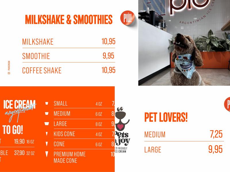 PIÙ argentinian ice cream Menu