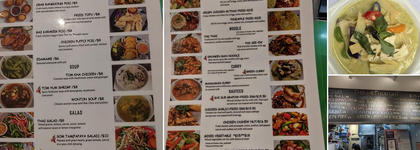 Thai for thought Menu