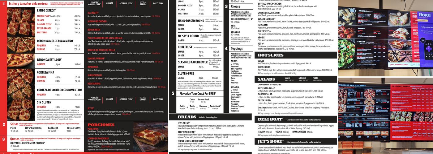Jet's Pizza Menu