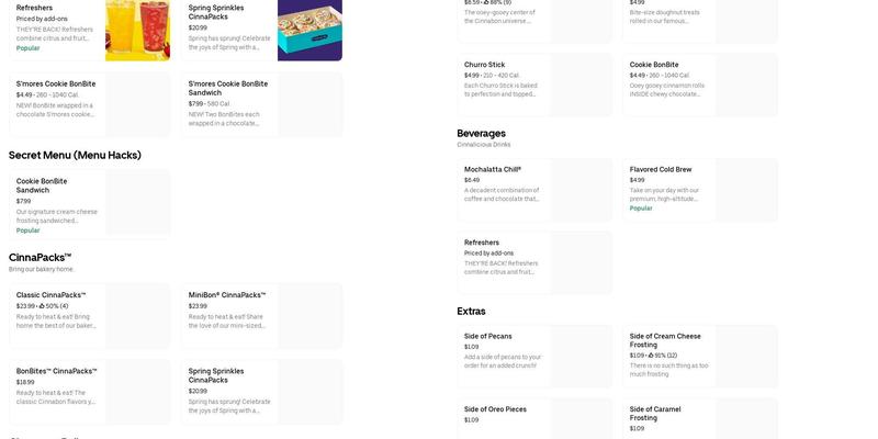 Cinnabon Menu