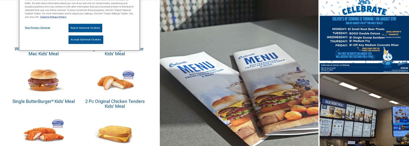 Culver’s Menu