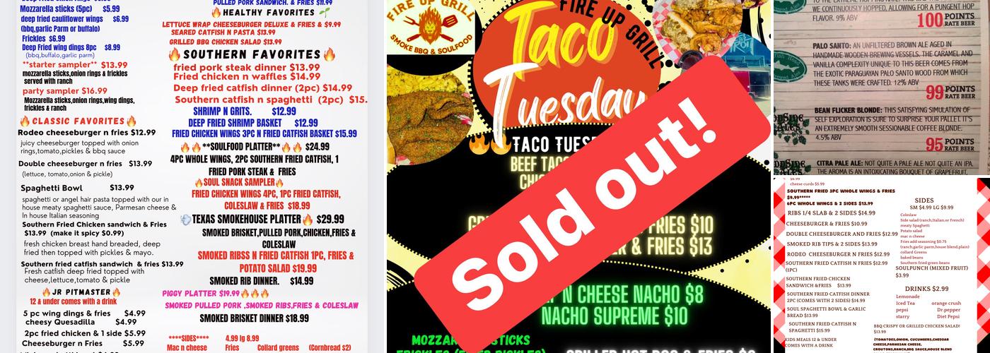 Fire up grill smoke,bbq & SoulFood Menu