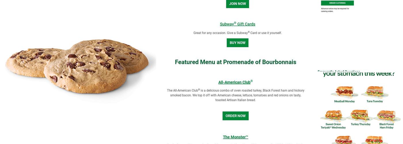 Subway Menu