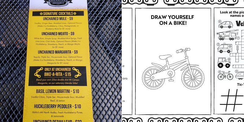 Unchained Pedal Powered Pub Menu