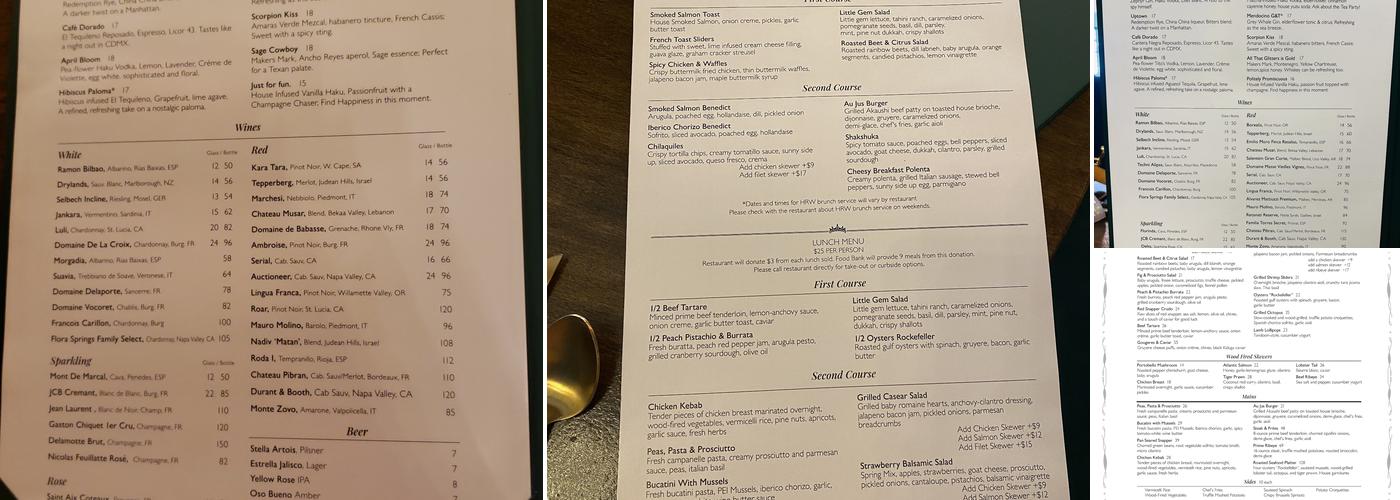 Duchess Uptown Park Menu