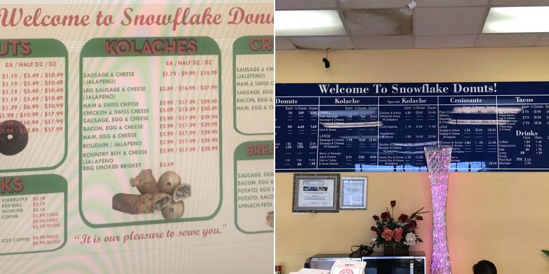 Snowflake Donuts Menu