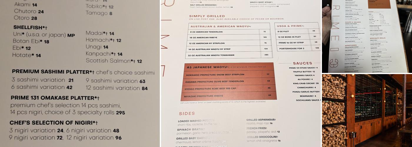 Prime 131 Menu
