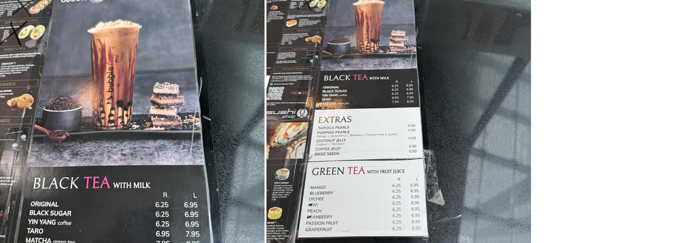 Bubble Tea Shop Menu