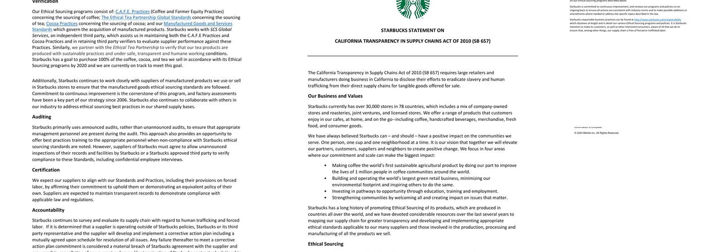 Starbucks Menu
