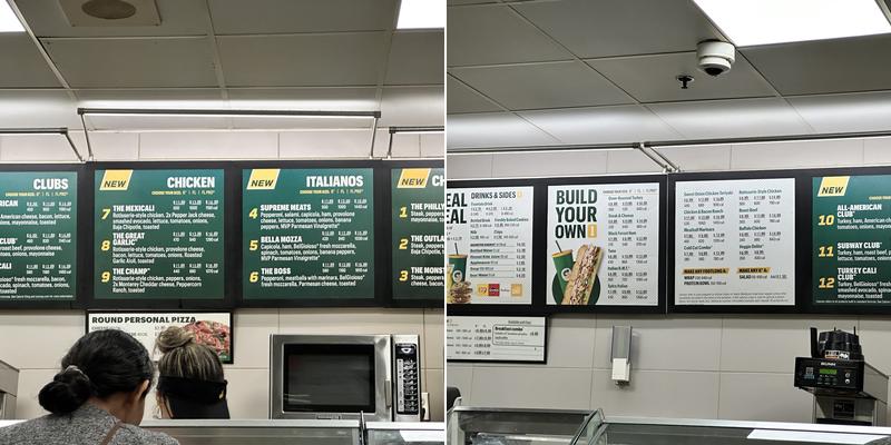 Subway Menu