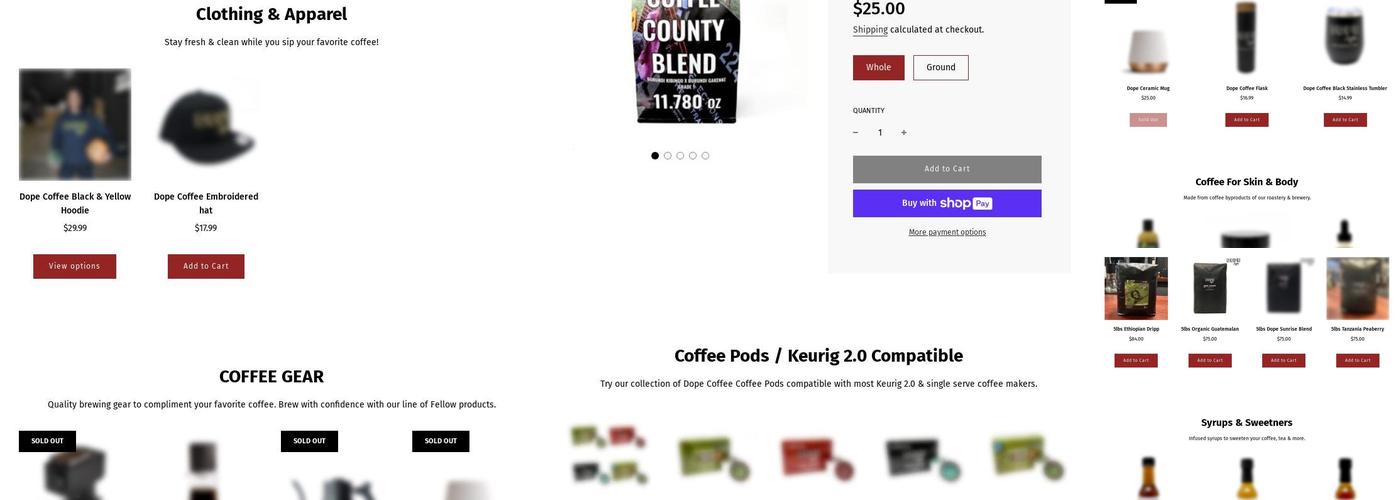 Dope Coffee Manufacturing & Distribution Center Menu