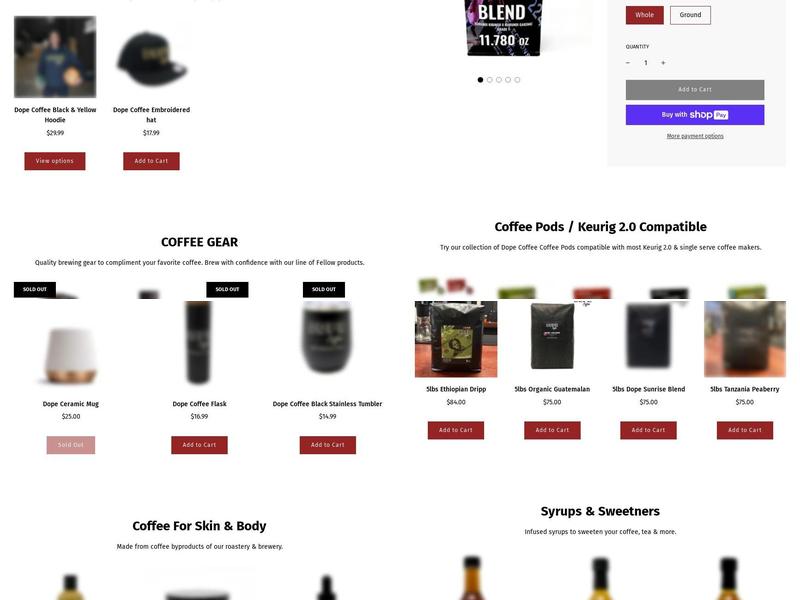 Dope Coffee Manufacturing & Distribution Center Menu