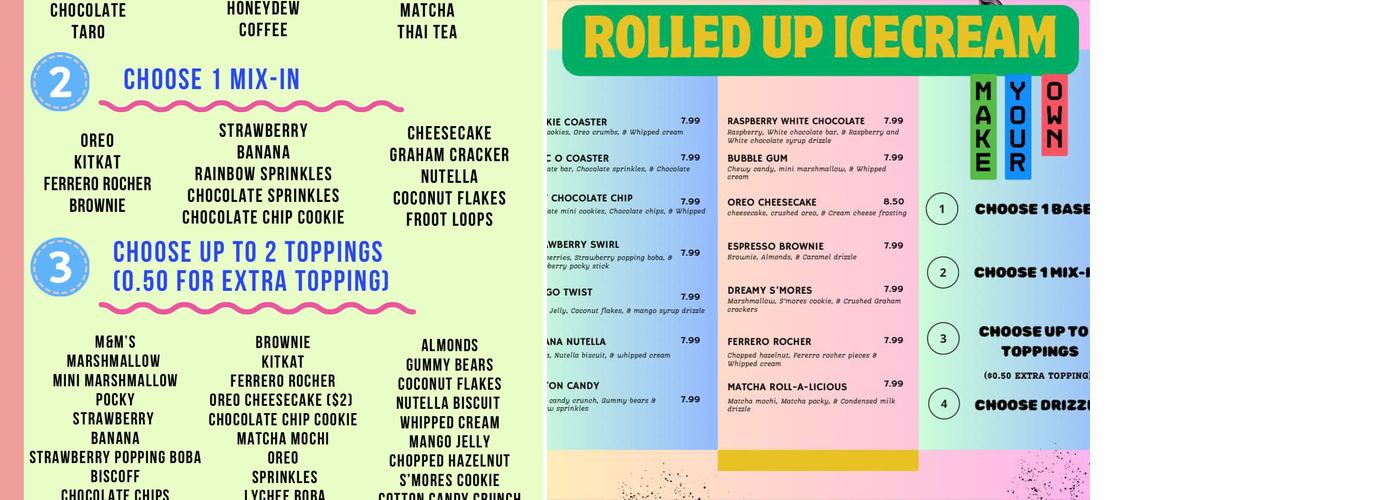 Roll O Coaster Menu