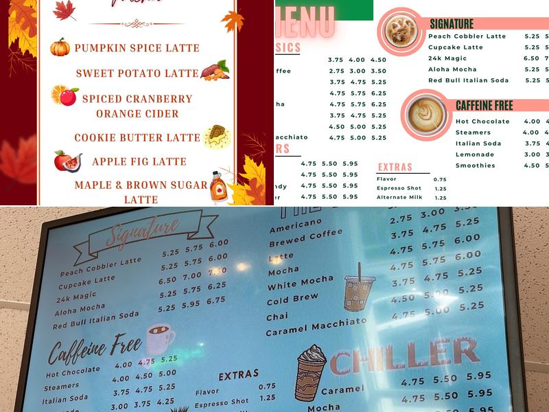 Sweet Peaches Coffee Menu