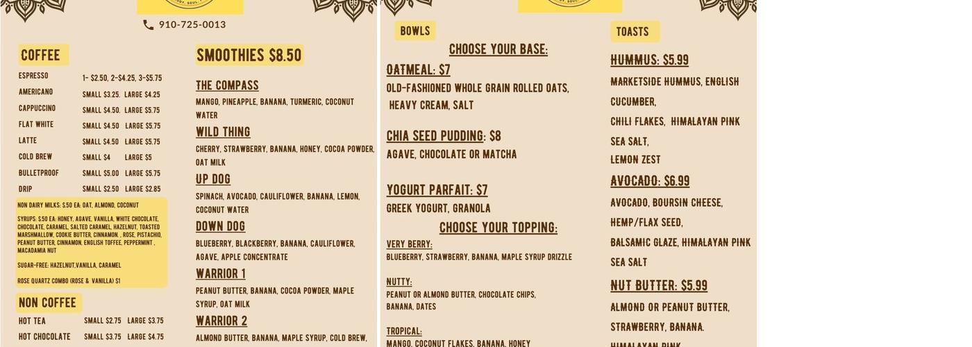 Compass Cafe Menu