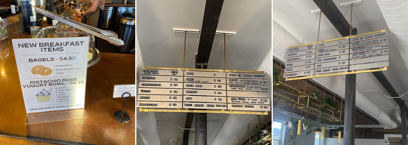 Steam Espresso Bar Menu