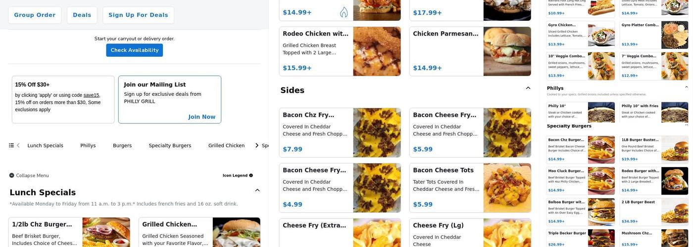 Philly Grill Restaurant Menu