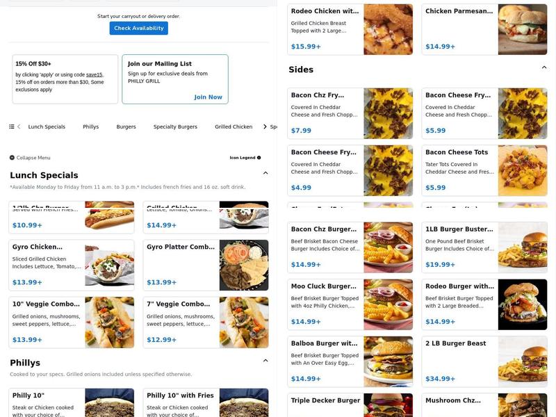 Philly Grill Restaurant Menu
