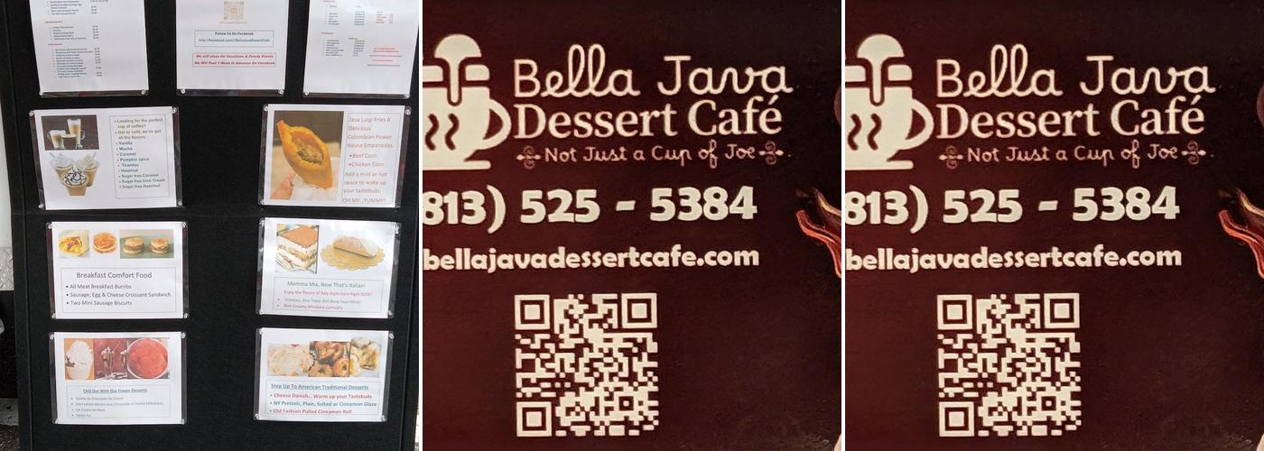 Bella Java Dessert Cafe Menu