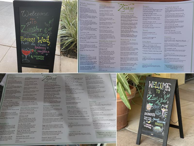 Zaatar Bistro Menu