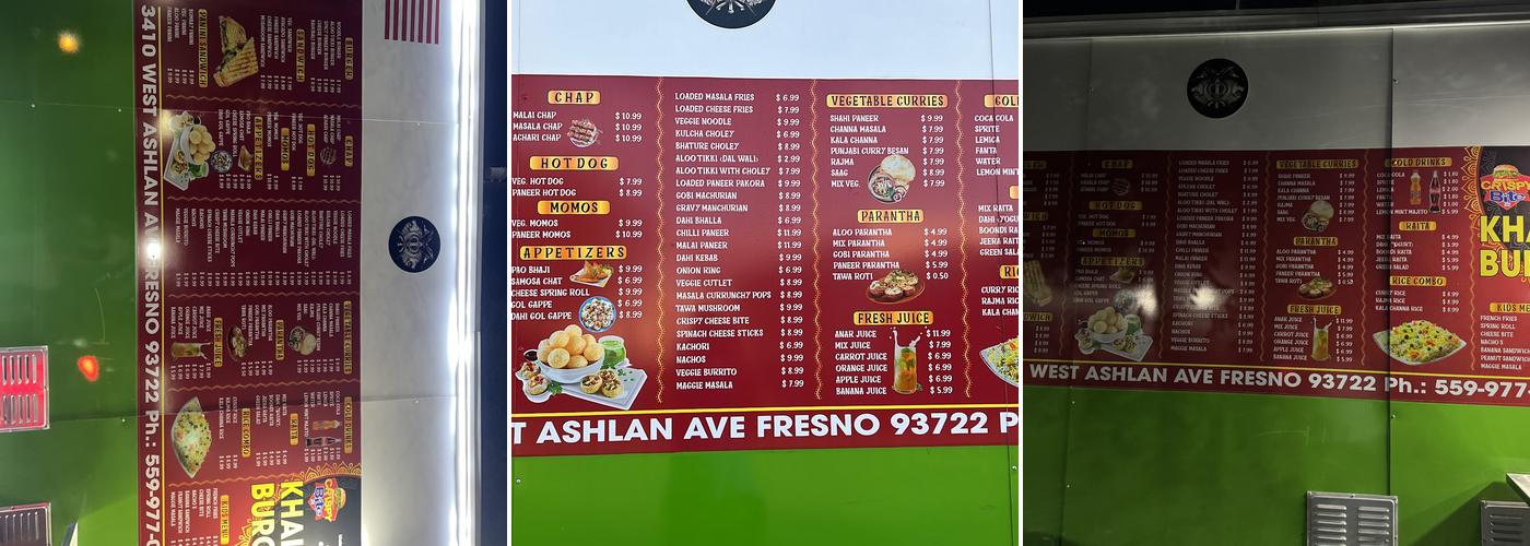 Khalsa Burger Menu