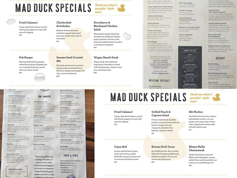 Mad Duck Craft Brewing Copper Menu