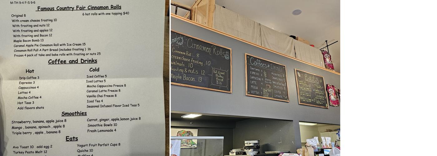 Cinnamon Roll Bakery & Café Menu
