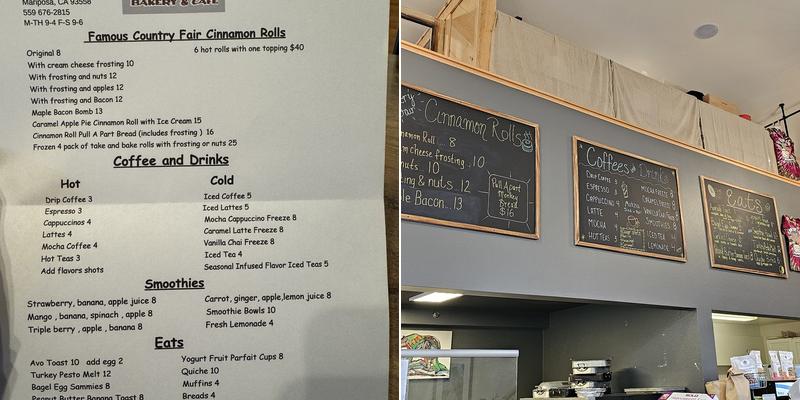 Cinnamon Roll Bakery & Café Menu