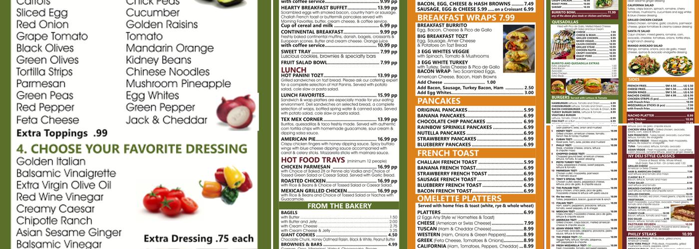 Tony’s Panini Grill Mineola Menu
