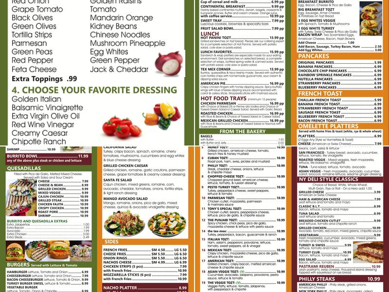 Tony’s Panini Grill Mineola Menu
