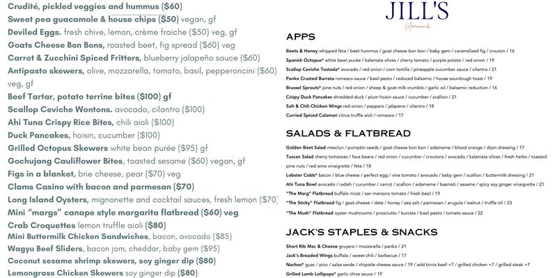 Jill’s Bar & Restaurant Menu