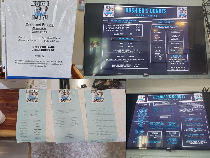 Doshier's Donuts Menu