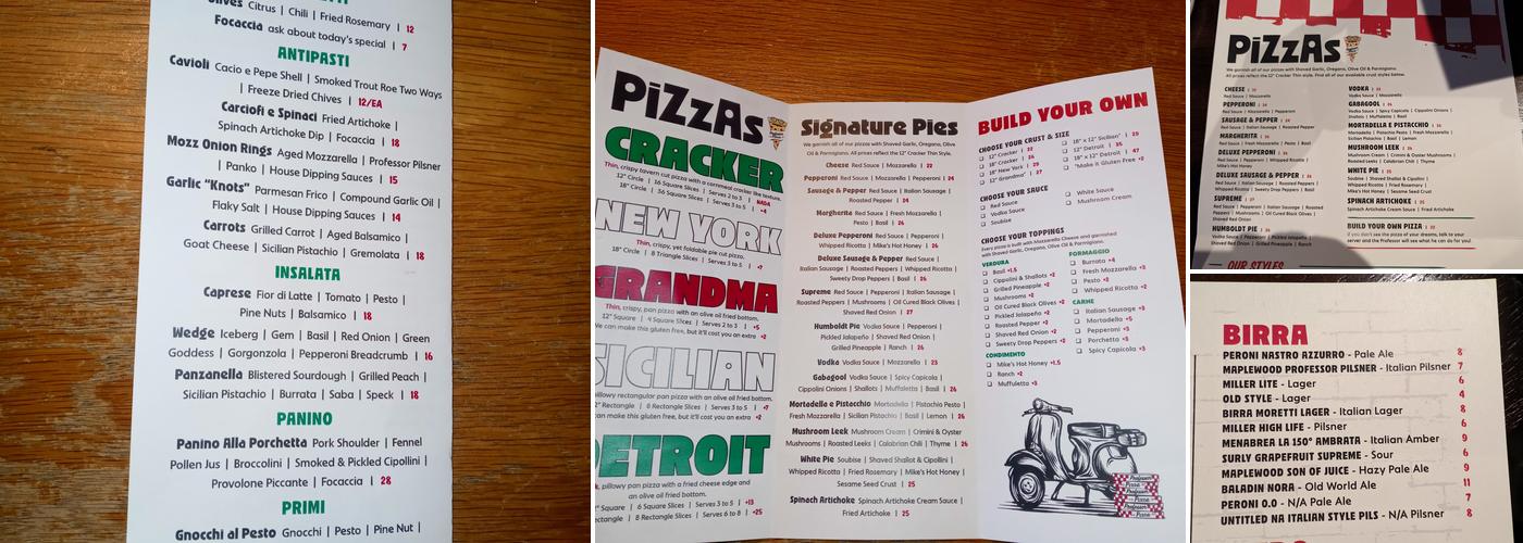 Professor Pizza - Old Town Menu