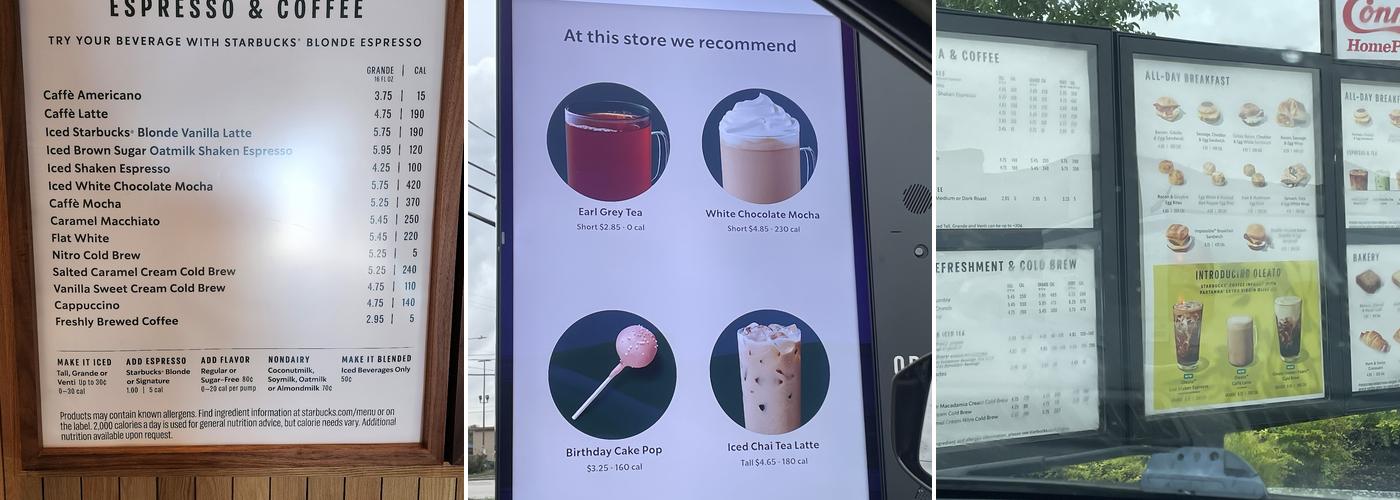 Starbucks Menu