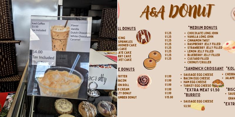 A&A Donuts Menu