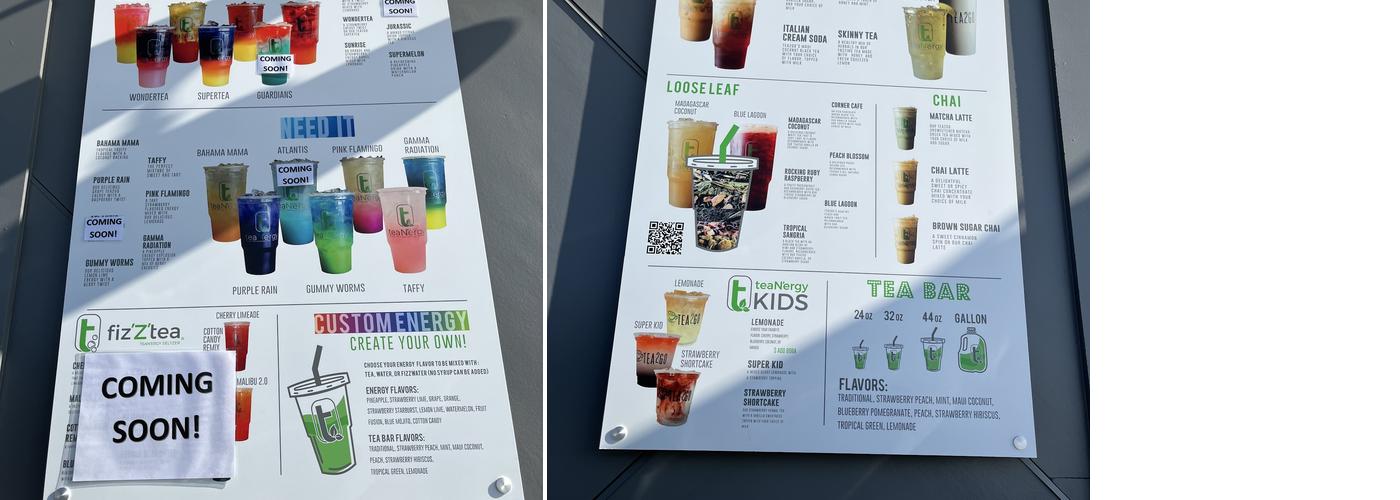 Tea2Go Menu